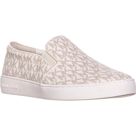 michael michael kors keaton slip-on logo sneakers vanilla|Michael Kors mesh sneakers.